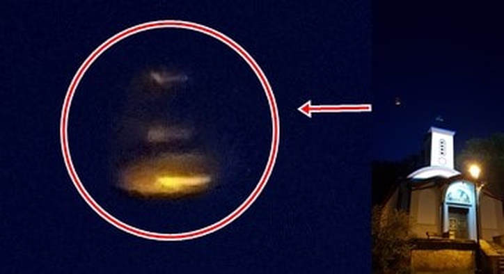 A resident of Serbia and Montenegro, photographed this strange gold-colored UFO near a local church 0000000000000000000000_19